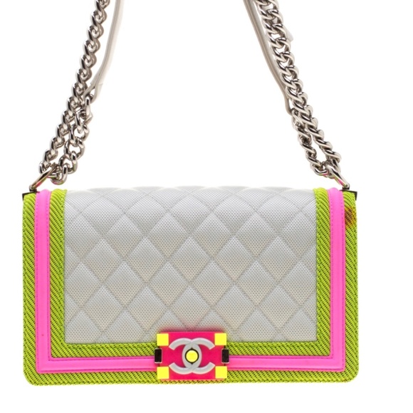 Chanel Medium Boy Fluo Bag Gray Rare Ltd - Picture 1 of 9